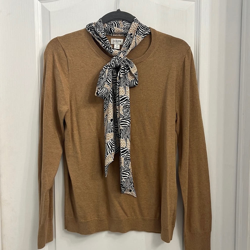NWT J Crew sweater with attached neck scarf, size M